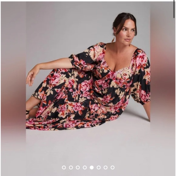 Anthropologie Maxi Dress XL Black, Pink, Red, Orange, Peach - Picture 2 of 10